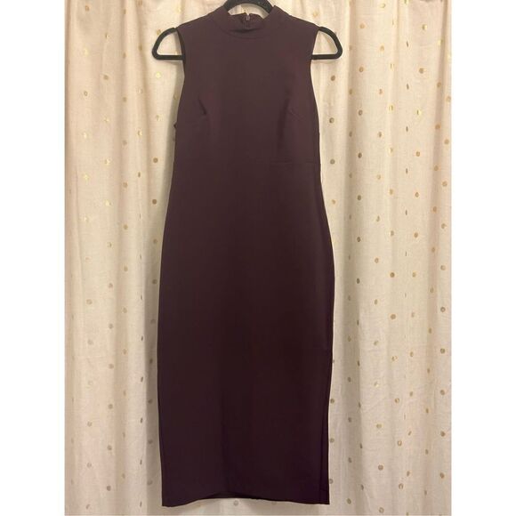 Express Mock Neck Cap Sleeve Back Zipper Midi Sheath Dress - Small - Picture 1 of 16